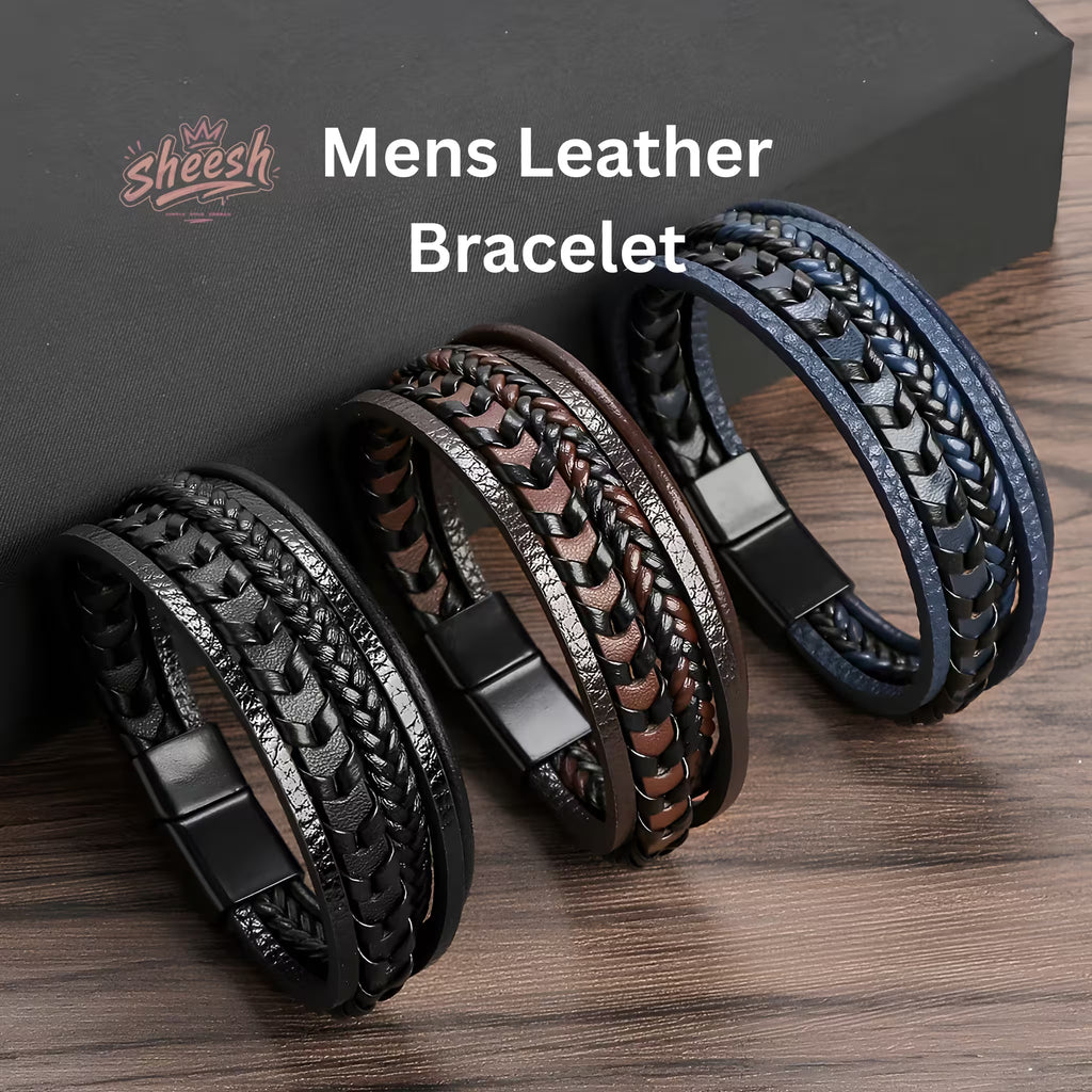 Men's Genuine Leather Bracelet with Magnetic Clasp | Best Gift Choice for Him