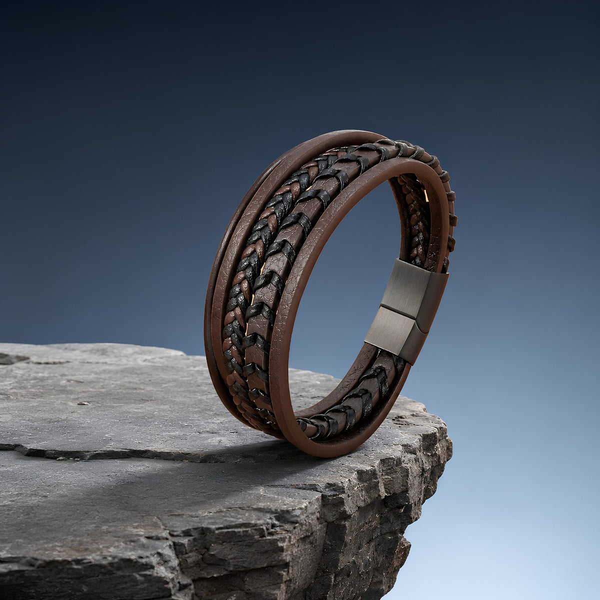 Men's Genuine Leather Bracelet with Magnetic Clasp | Best Gift Choice for Him
