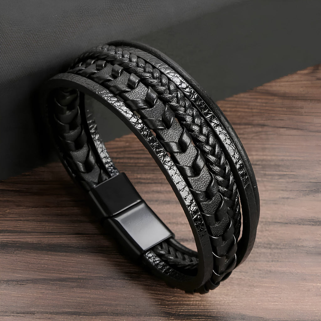 Men's Genuine Leather Bracelet with Magnetic Clasp | Best Gift Choice for Him