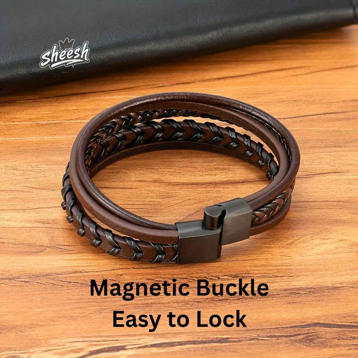 Men's Genuine Leather Bracelet with Magnetic Clasp | Best Gift Choice for Him