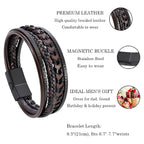 Men's Genuine Leather Bracelet with Magnetic Clasp | Best Gift Choice for Him