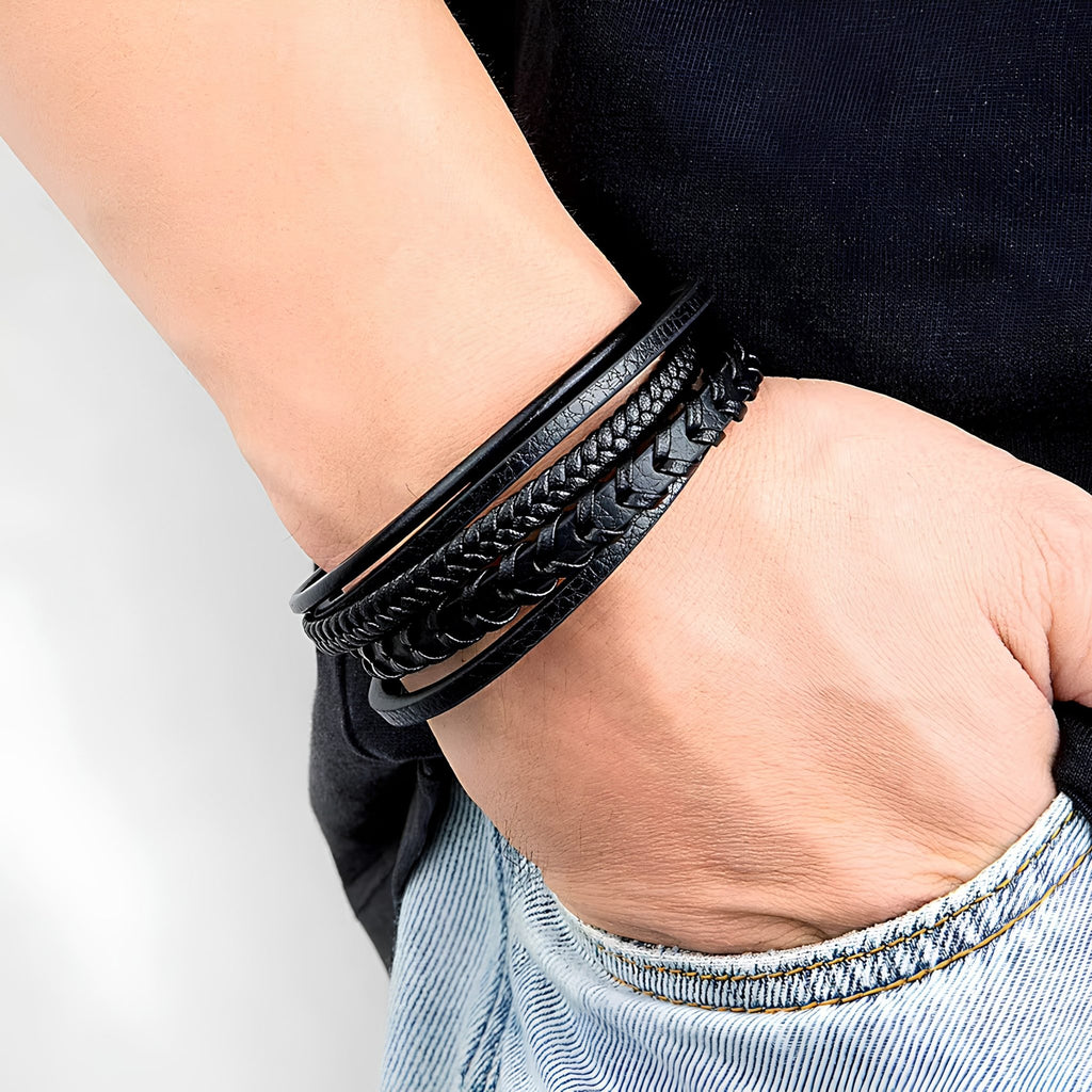 Men's Genuine Leather Bracelet with Magnetic Clasp | Best Gift Choice for Him
