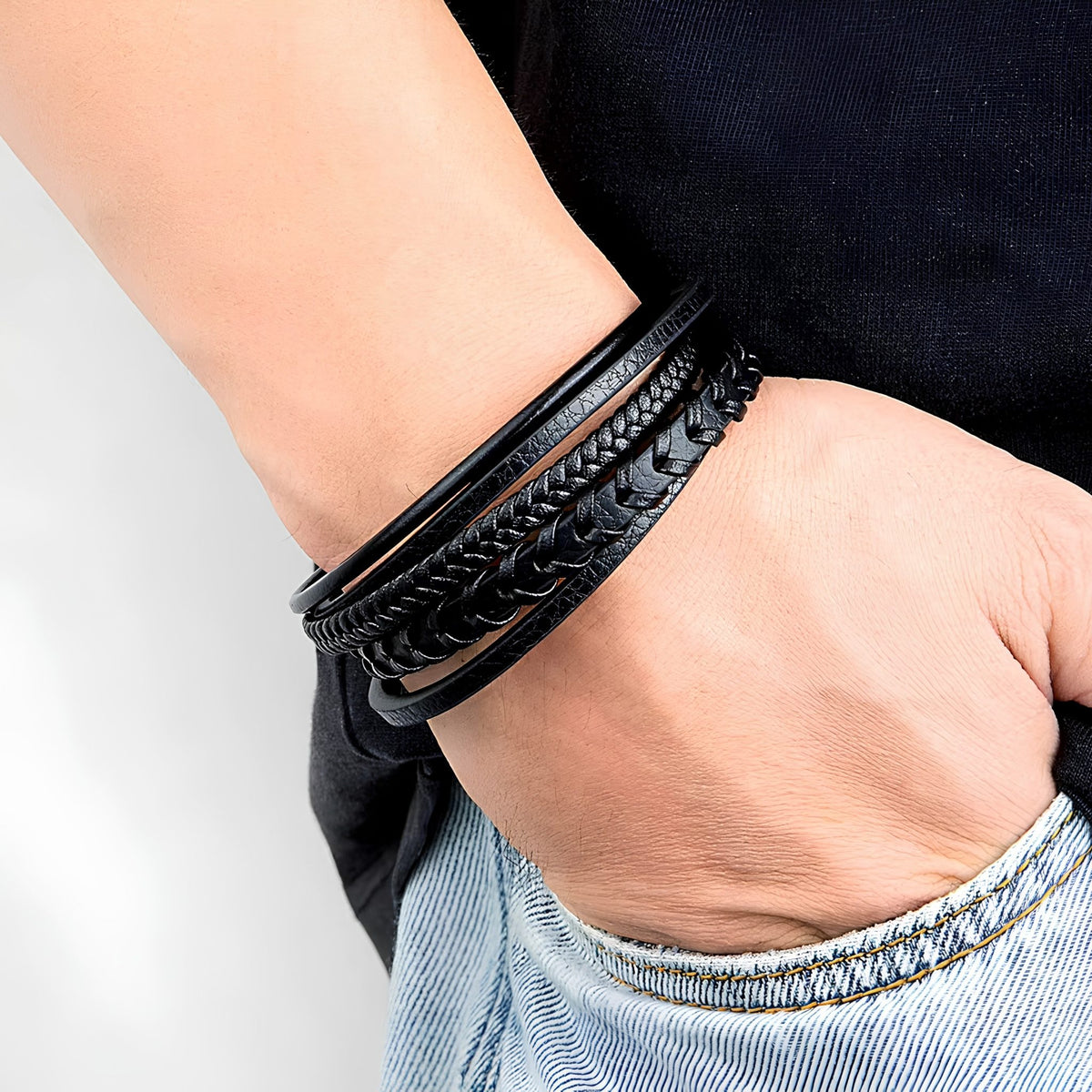 Men's Genuine Leather Bracelet with Magnetic Clasp | Best Gift Choice for Him