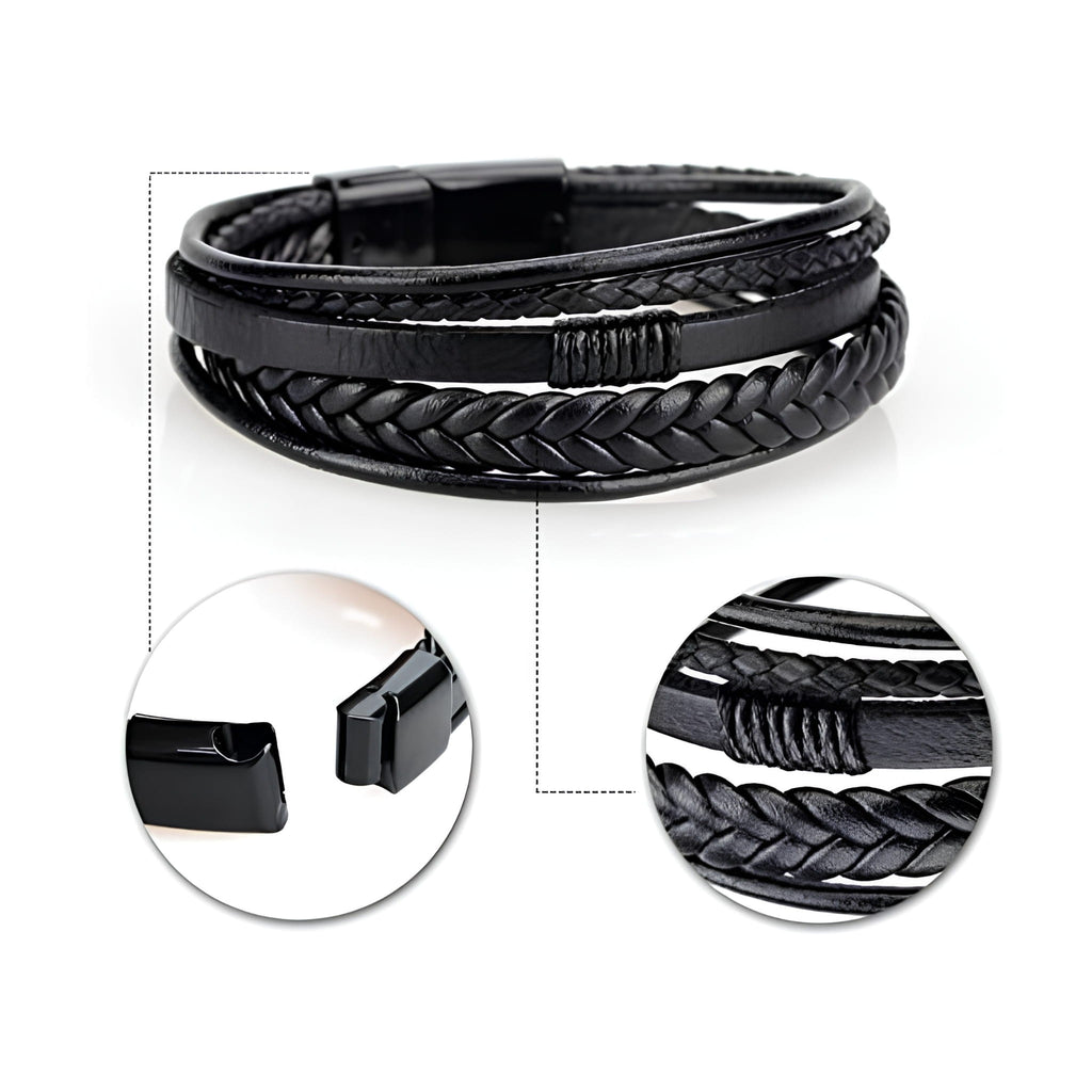 Men's Premeium Leather Bracelet with Magnetic Buckle