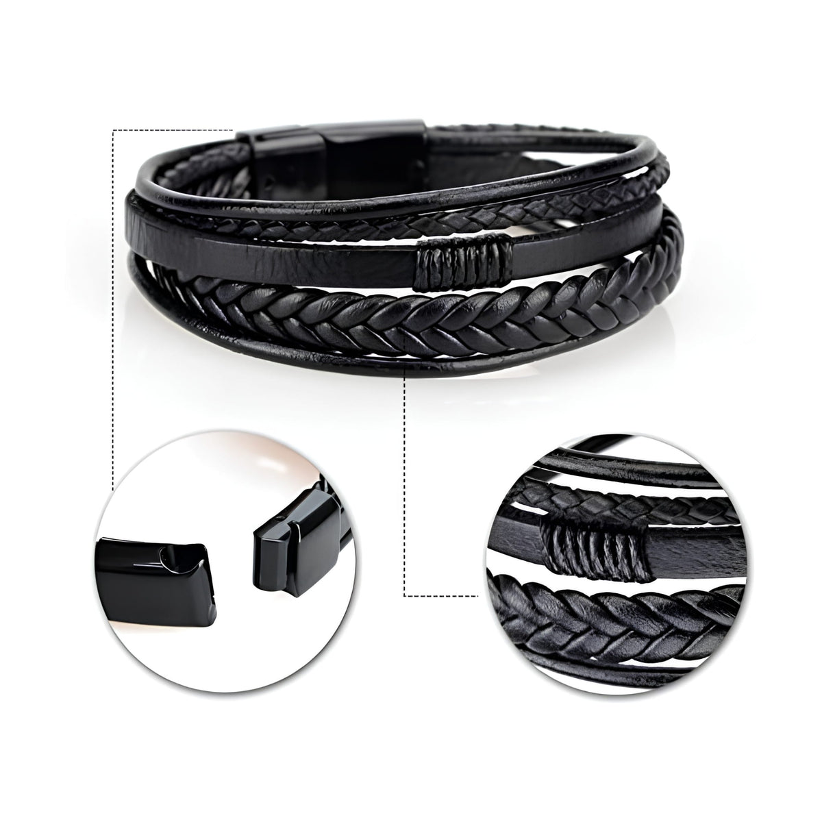 Men's Premeium Leather Bracelet with Magnetic Buckle