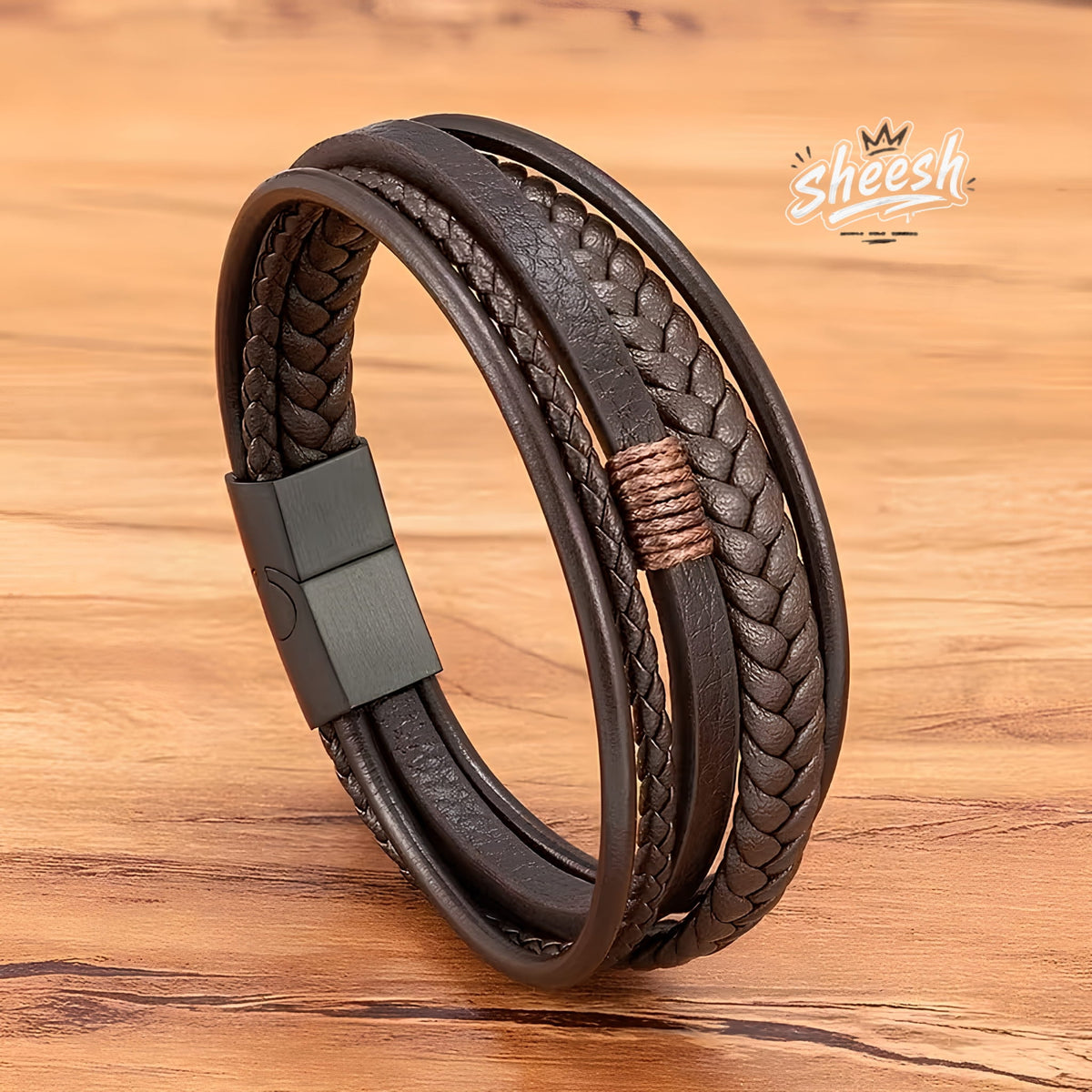 Men's Premeium Leather Bracelet with Magnetic Buckle