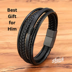 Men's Premeium Leather Bracelet with Magnetic Buckle