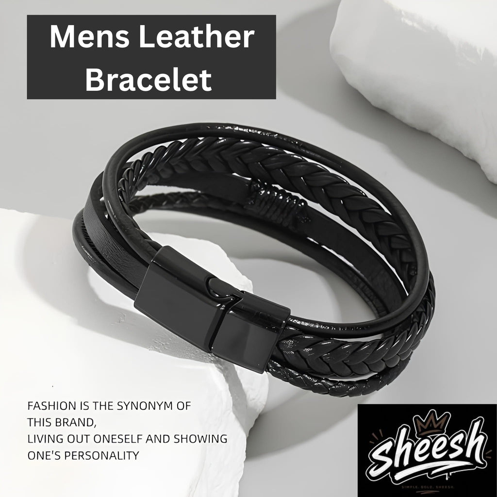 Men's Premeium Leather Bracelet with Magnetic Buckle