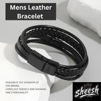 Men's Premeium Leather Bracelet with Magnetic Buckle