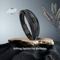 Men's Premeium Leather Bracelet with Magnetic Buckle