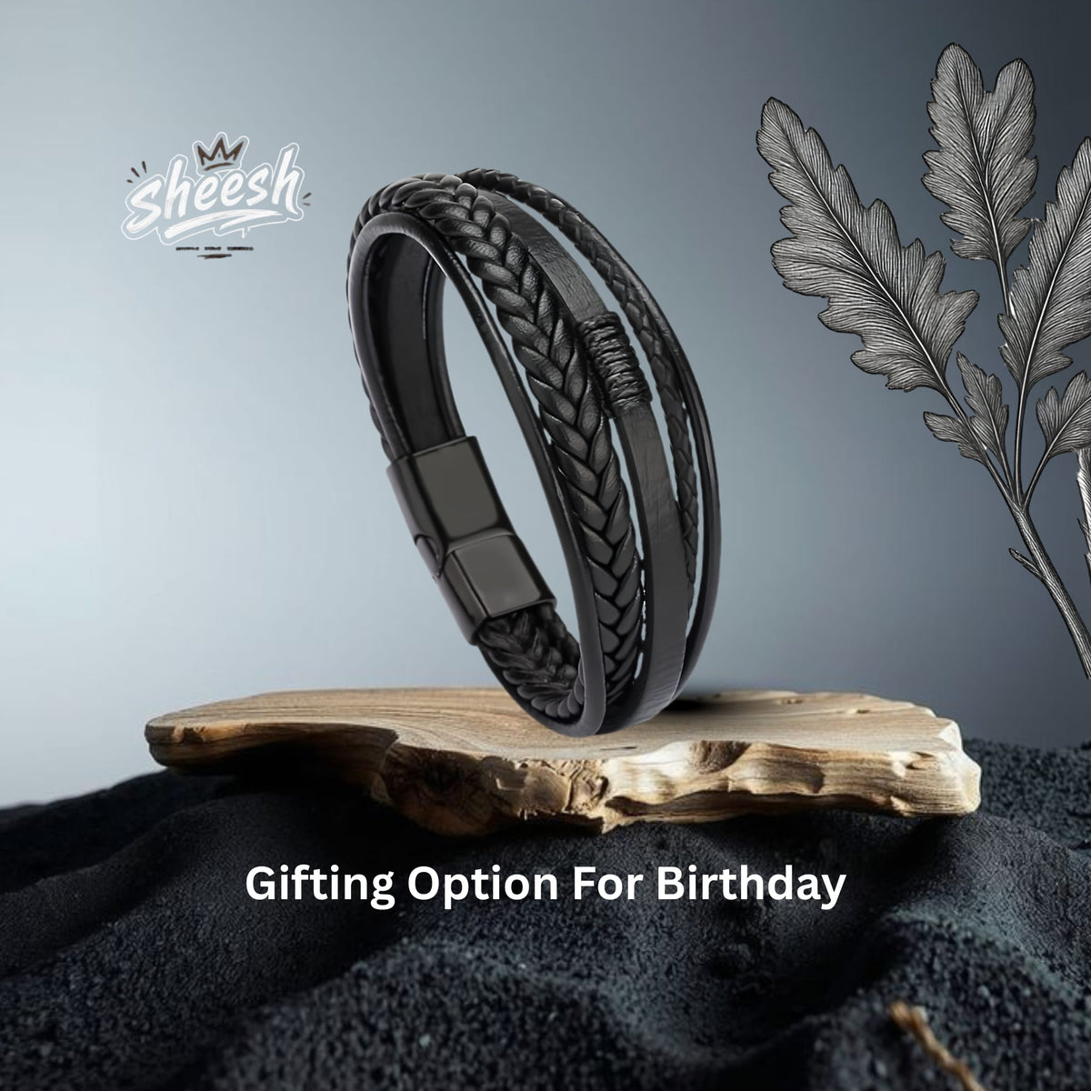 Men's Premeium Leather Bracelet with Magnetic Buckle