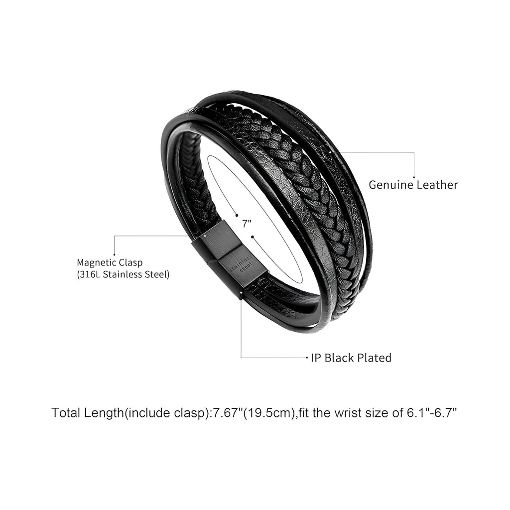 Leather Bracelet for Men with Magnetic Lock | Premium Gift for Him