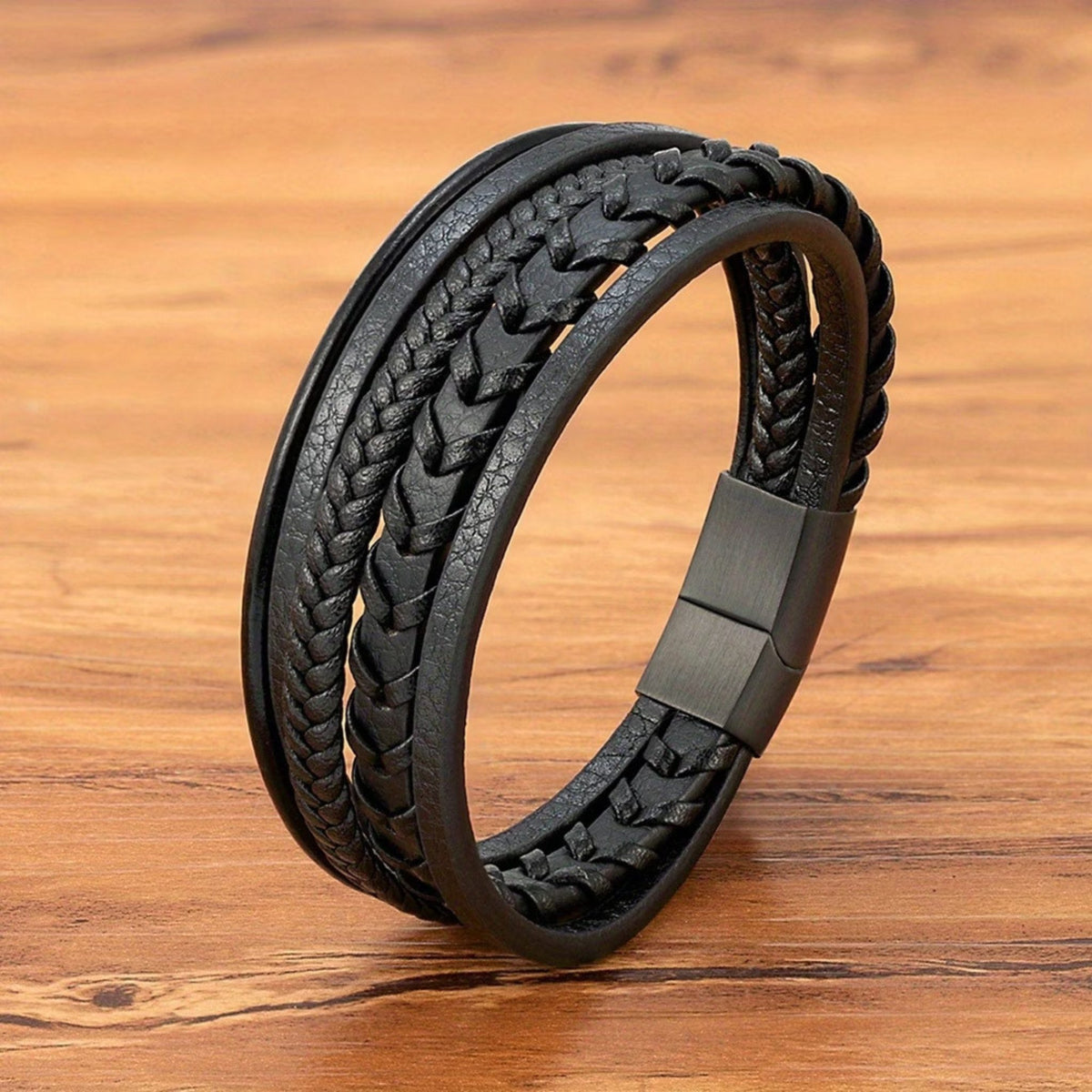 Men's Genuine Leather Bracelet with Magnetic Clasp | Best Gift Choice for Him